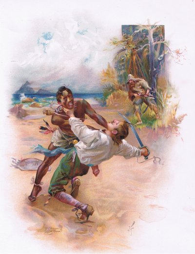 A Fierce Engagement Between the Spaniard and One of the Savages by Joseph Finnemore